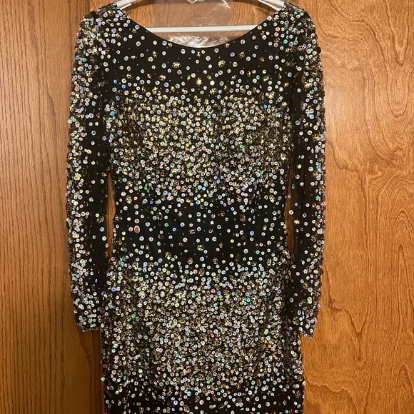 Black Sequin Homecoming or Prom Dress - Size 12 - Picture 2 of 7